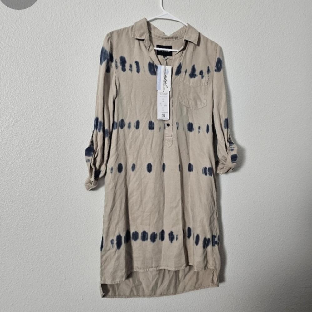 Stylish Beige and Navy Women's Dress Sz XS